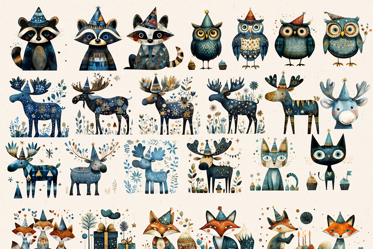 FOLK WOODLAND PARTY CLIPART, an Animal Illustration by Daring Digies (Photo 3 of 9)