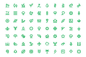 225 Nature Line Icons Set