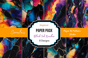Black Ink Rainbow Seamless Print, a Pattern Graphic by Paper & Pattern Studio