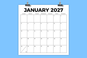 2027 Square Bold 12x12 Calendar, a Print Template by Running With Foxes