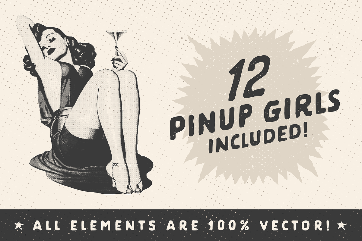 Retro Halftone Pinup Girl Pack, a Graphic by Chad Alan Steinborn (Photo 2 of 5)