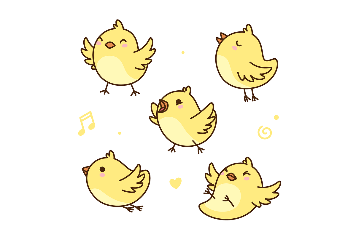 Cute kawaii birds, an Illustration by Cmeree
