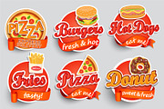 Fast food labels, logos, icons., a Food Illustration by tanda_V (Thumbnail 3 of 3)