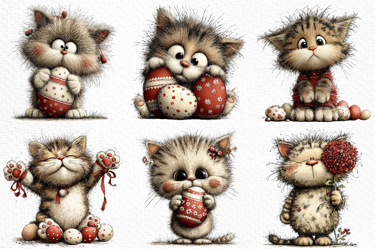 Whimsical Easter Cat Clipart PNG, an Illustration by Craft Nest (Photo 5 of 11)
