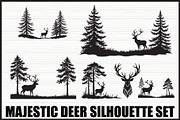 Running Deer Silhouette Set, an Illustration by BIPLOB EXPERT (Thumbnail 1 of 7)