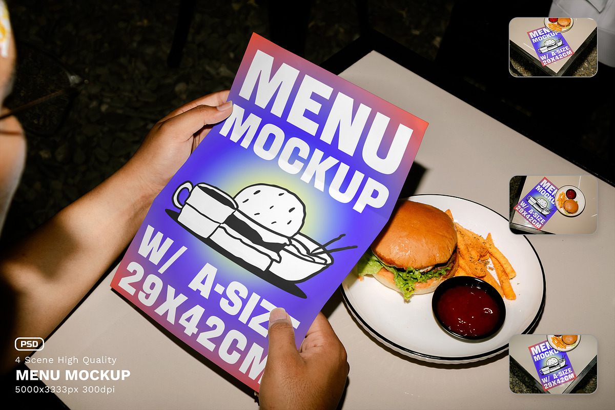 La Cafe Menu Mockup - VOL 1, a Product Mockup by Simetrica Labs (Photo 1 of 5)