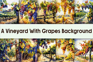 A Vineyard With Grapes Background