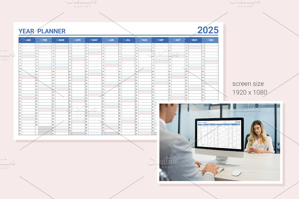 Calendar 2025 Planner Simple Style, a Stationery Template by WORAKAMON Design Studio (Photo 3 of 4)