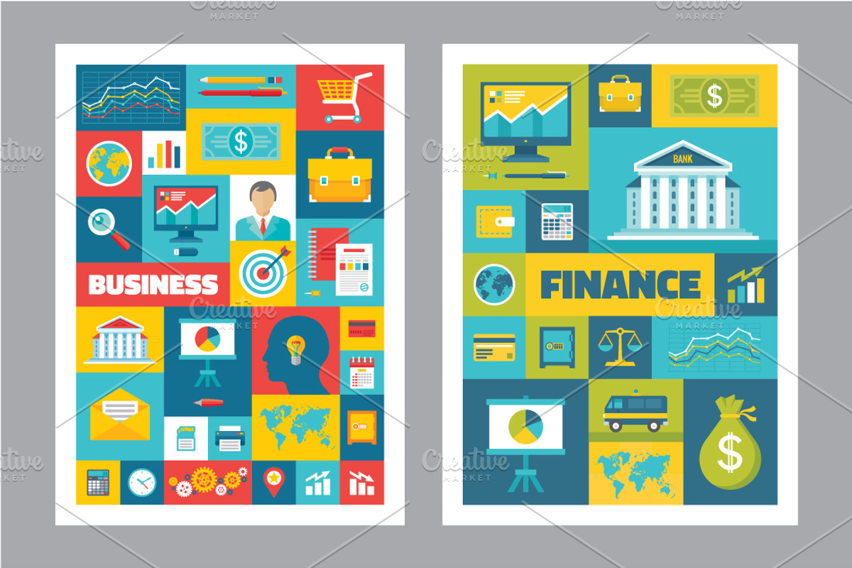 Business & Finance - Flat Posters, a Finance Illustration by serkorkin
