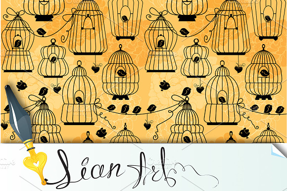 Seamless Pattern With Bird Cage