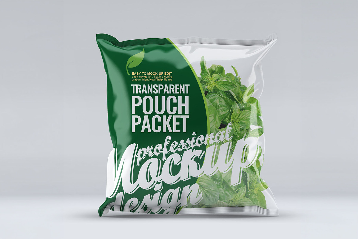 Transparent Pouch Packet Mock-Up, a Product Mockup by Xtrahive