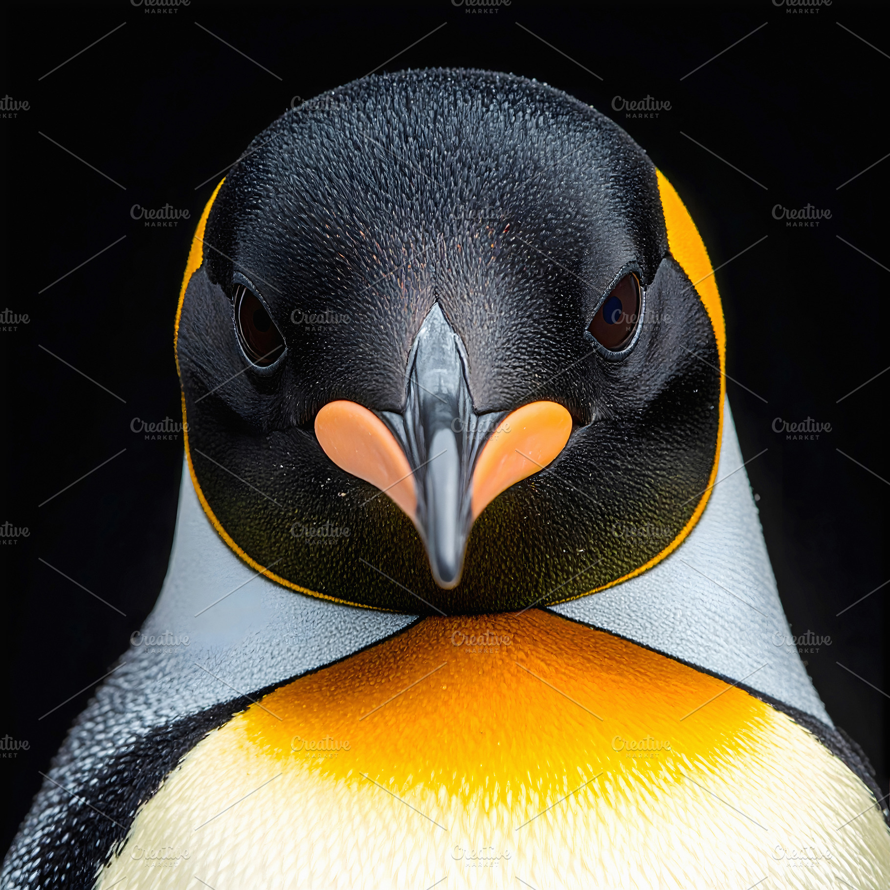 King penguin portrait with vivid yellow and orange plumage, an Animal Photo by GoodGoods