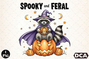Spooky and Feral Raccoon PNG,Hallowe, an Illustration by DreamCafeArt (Thumbnail 1 of 7)