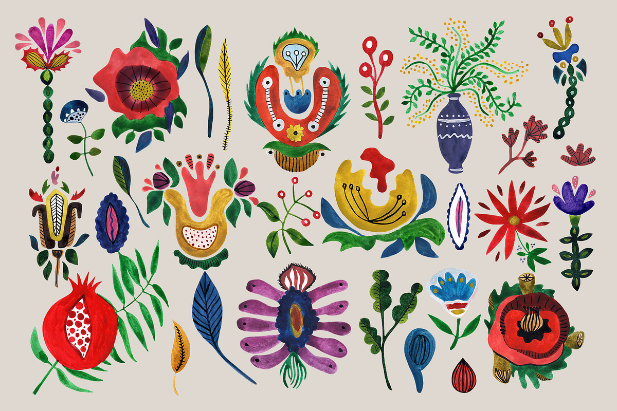 Decorative Ukrainian Flowers, a Decorative Illustration by Design X0 (Photo 3 of 15)