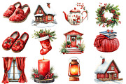 Watercolor Cozy Berry Winter Cottage, an Illustration by Designworld (Thumbnail 3 of 6)