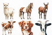 Barn Animals Watercolor Clipart, an Illustration by Craft Nest (Thumbnail 3 of 6)