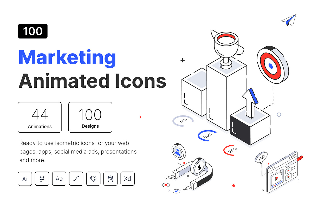 Marketing Animated Icons, an Outline Icon by Vectors Market (Photo 1 of 7)