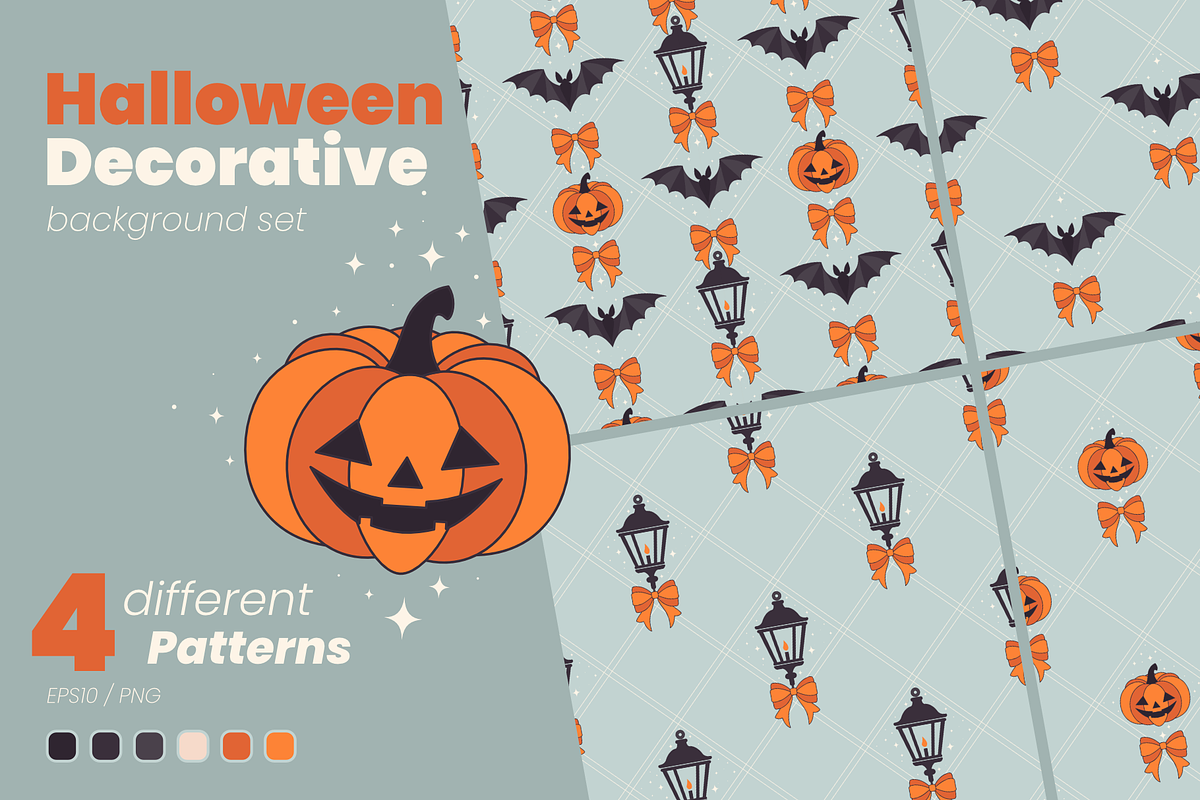 Halloween Decorative background set, a Background Graphic by moja doodle (Photo 1 of 3)