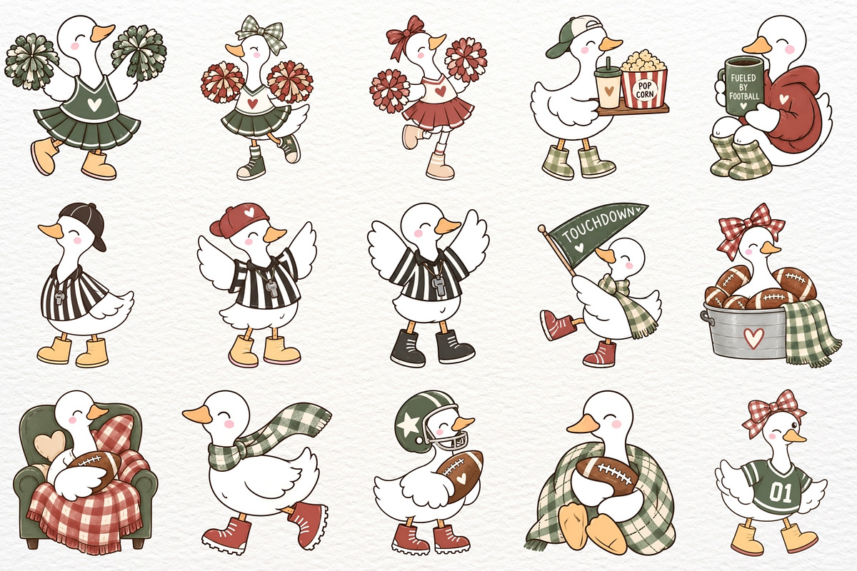 Football Season Clipart Silly Goose, a Sport Illustration by SugarCloudStudioArt (Photo 3 of 6)