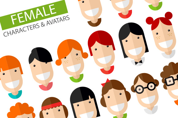 Happy Female Character Icons, an Icon by Graphue