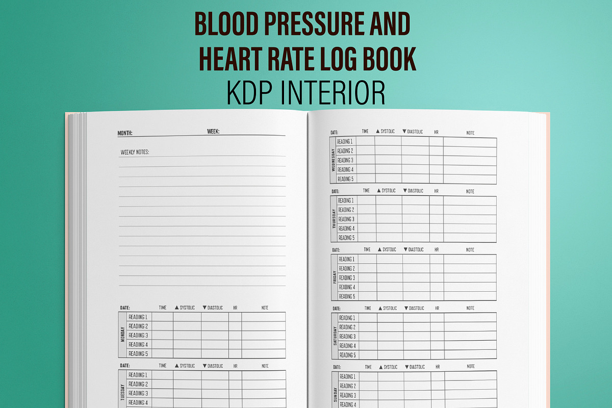 Blood Pressure Log Book KDP Interior, a Templates & Theme by MatiArtShop (Photo 1 of 2)