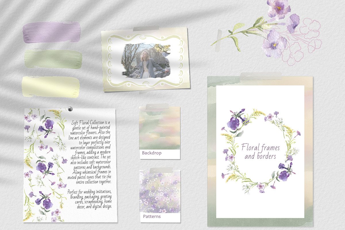 Soft flowers watercolor aesthetic, a Decorative Illustration by Kate Lanbina (Photo 2 of 17)