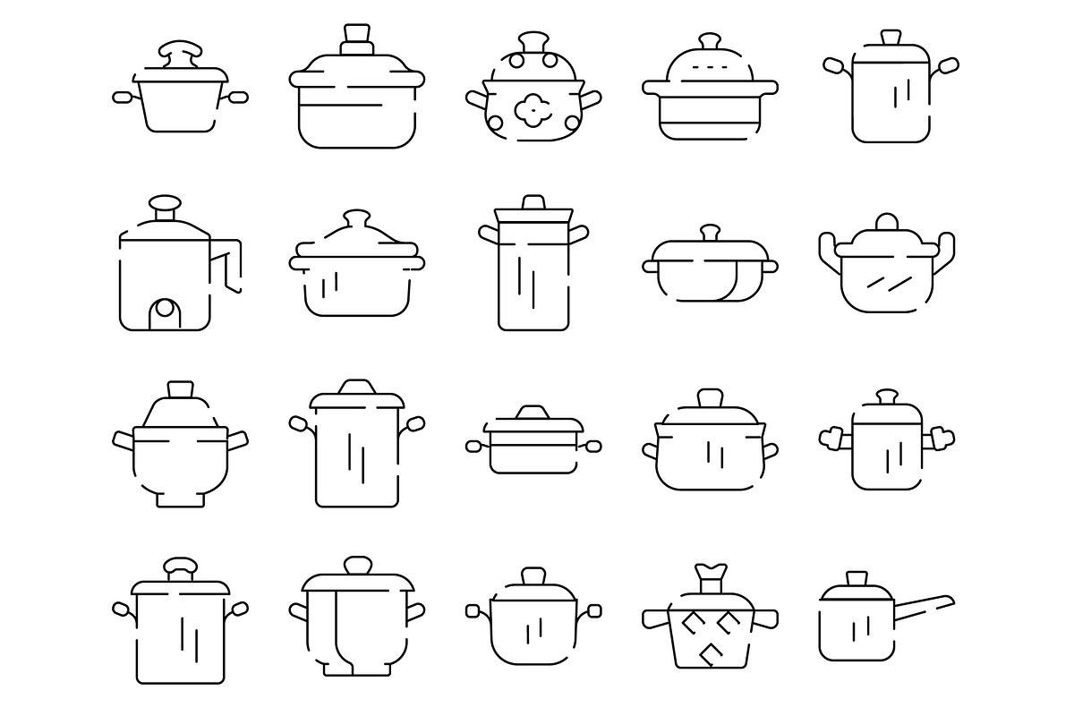 Cookware kitchen pots and pans line, an Object Graphic by pikepicture (Photo 2 of 3)