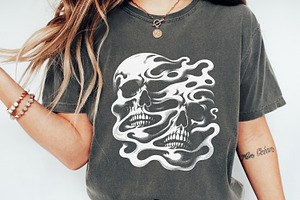 Melting Skull PNG, Gothic Skull