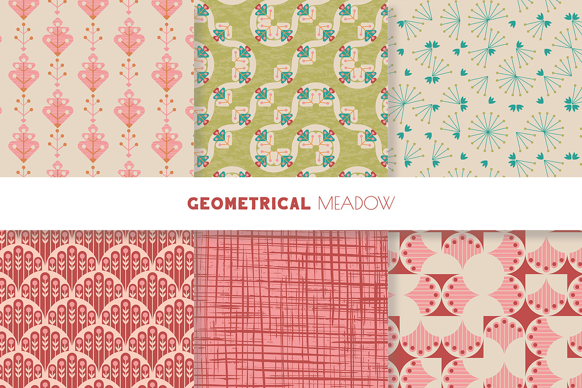 GEOMETRICAL MEADOW Seamless Patterns, a Pattern Graphic by Agnes Somogyi PATTERNS (Photo 3 of 7)
