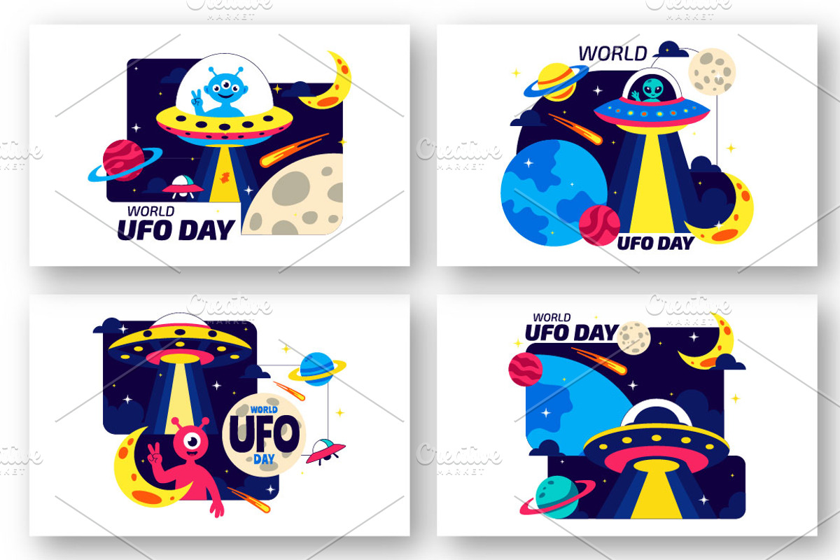 10 World UFO Day Illustration, an Object Illustration by denayunebgt (Photo 2 of 4)