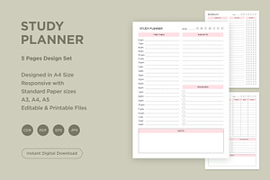 5 Study Planning Pages Set V-18, a Stationery Template by shahsoft