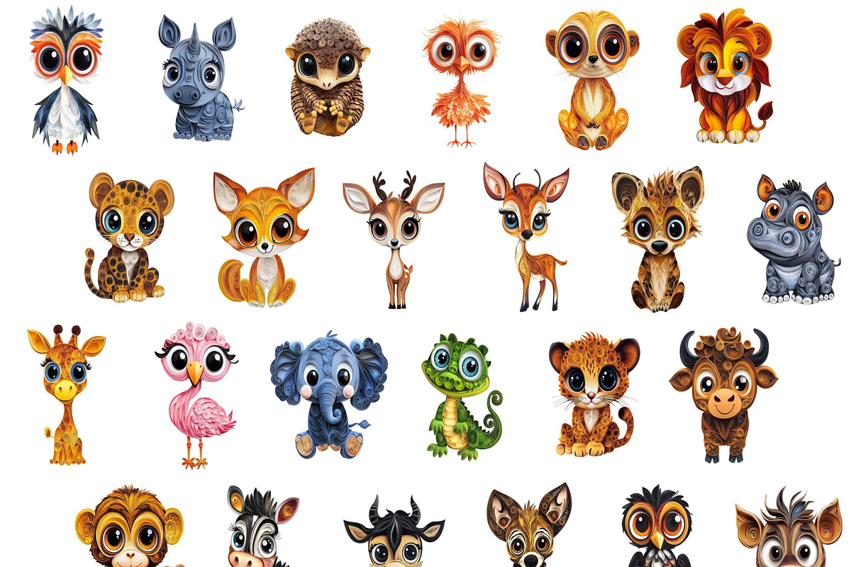 Animal Quilled Paper Clipart Bundle, an Animal Illustration by PrintablesByFranklyn (Photo 4 of 10)