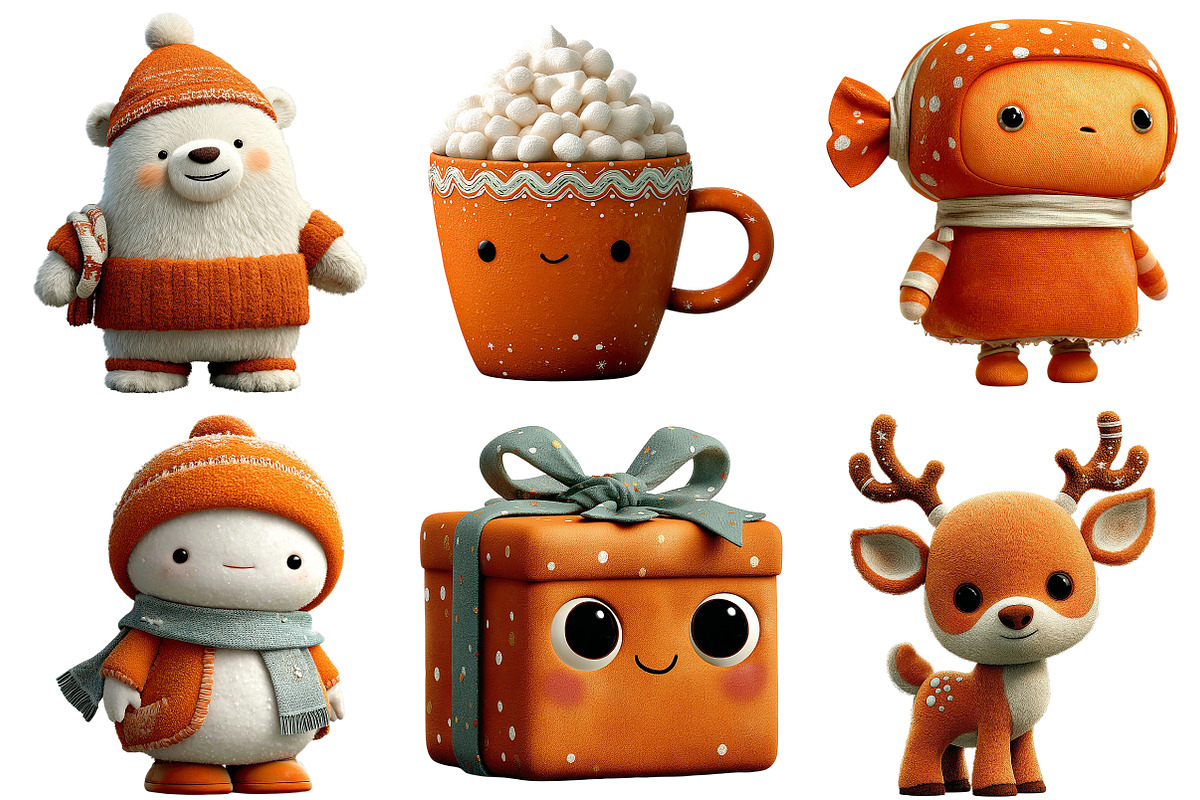 Cute Cartoon-Christmas Clipart, an Illustration by Craft Nest (Photo 5 of 10)