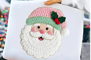 Latch Hook Yarn Crochet Pink Santa, an Illustration by Craft Nest