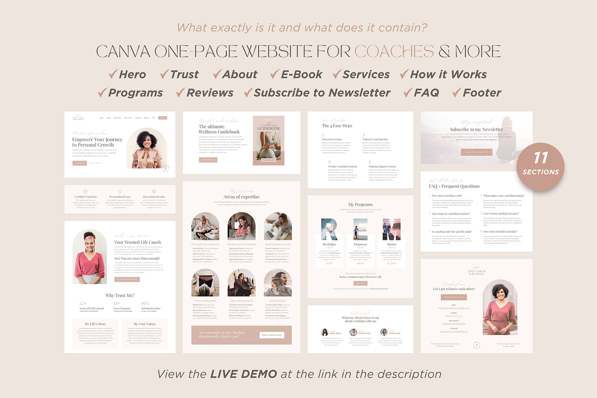 Coaching Website Template for Canva, a Landing Page Template by vectorocean (Photo 5 of 11)