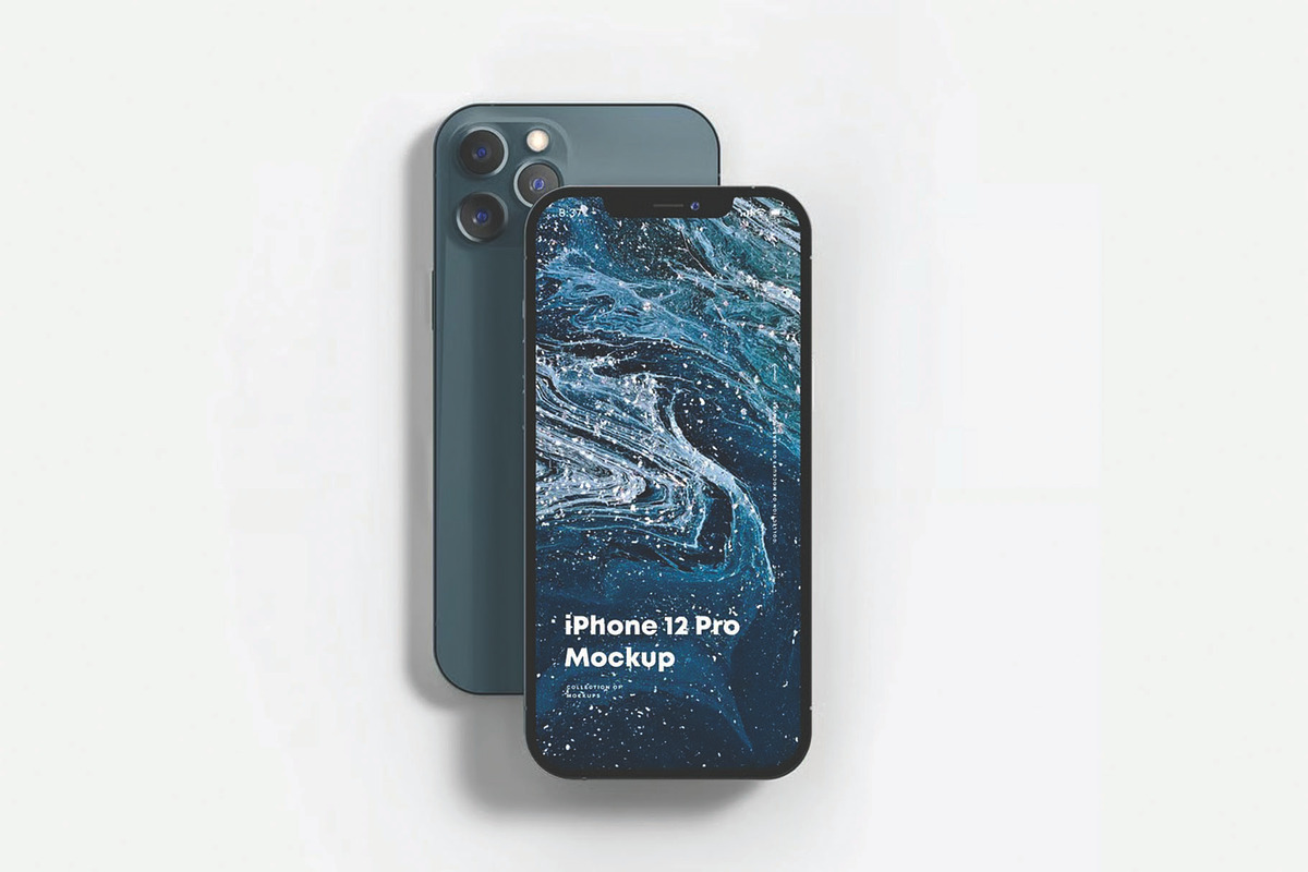 Two Blue Smartphone Display Mockup, an iPhone Mockup by DesignRushMarket (Photo 1 of 2)