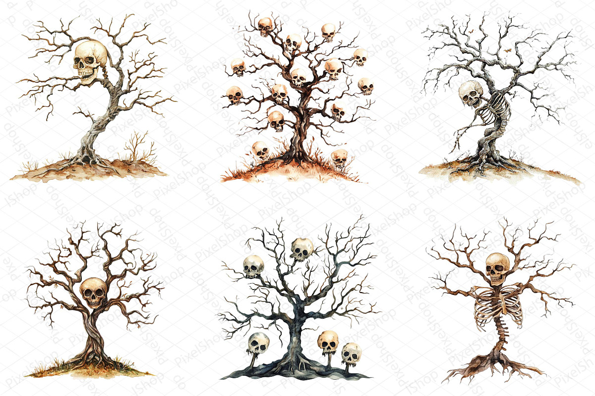Collage Skeleton Trees Halloween Cli, an Illustration by DreamPrint404 (Photo 5 of 5)