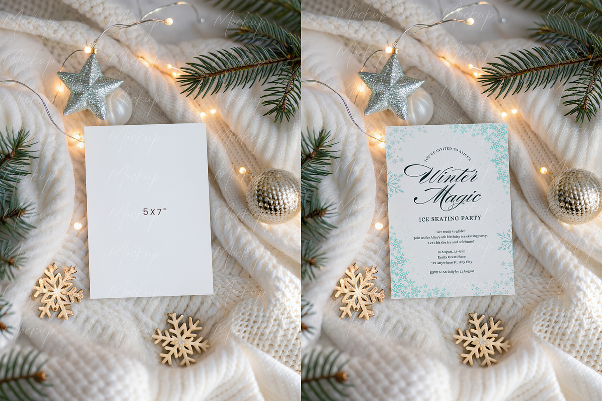Winter Vertical Card Mockup Star, a Product Mockup by TatiMockup (Photo 2 of 3)