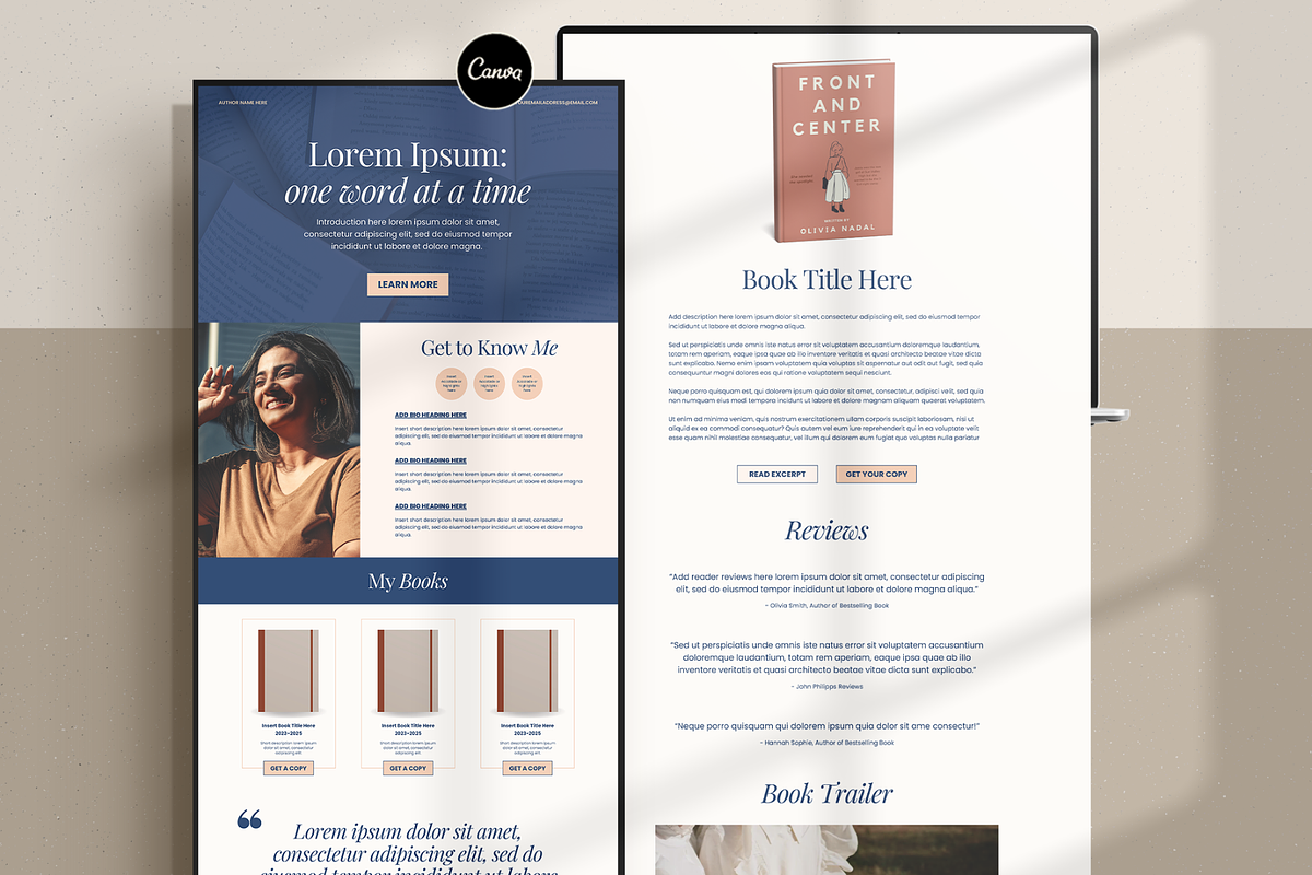 Author Website Canva Template, a Landing Page Template by Creatif Foundry (Photo 1 of 9)