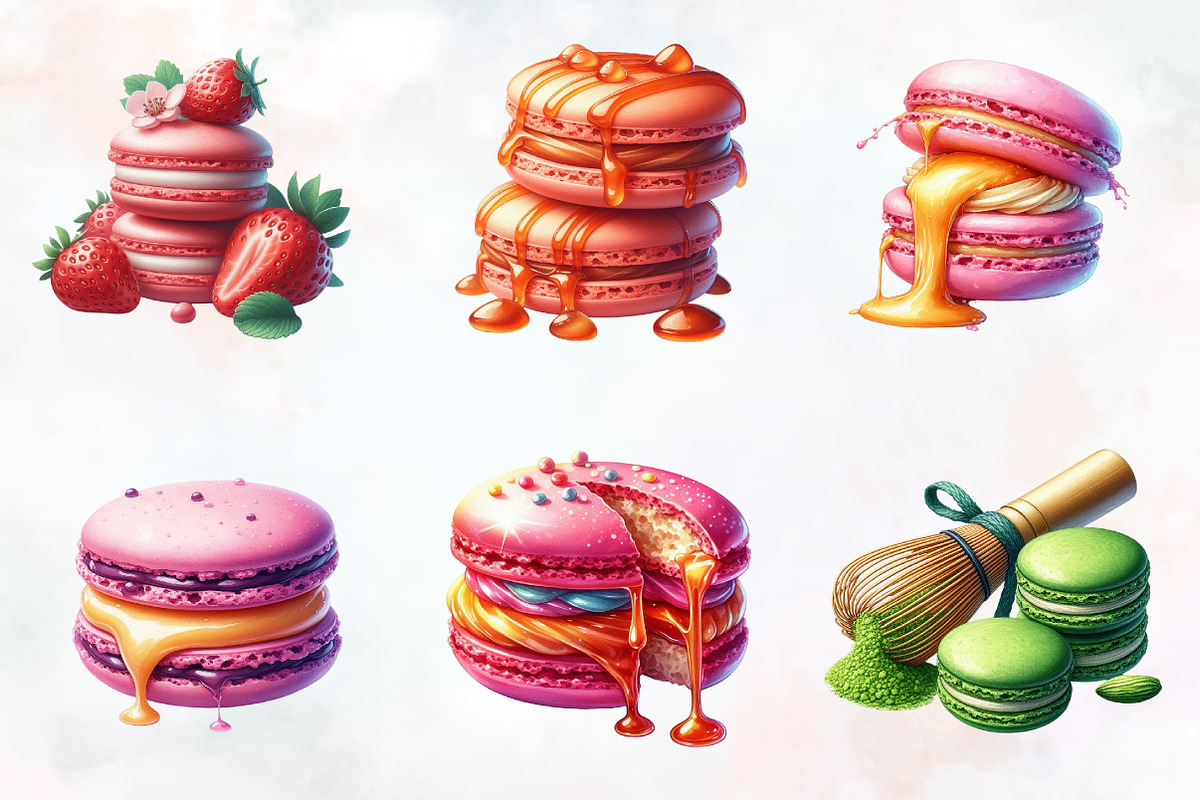 Macaron Watercolor Clipart, an Illustration by RobertsArt (Photo 3 of 8)