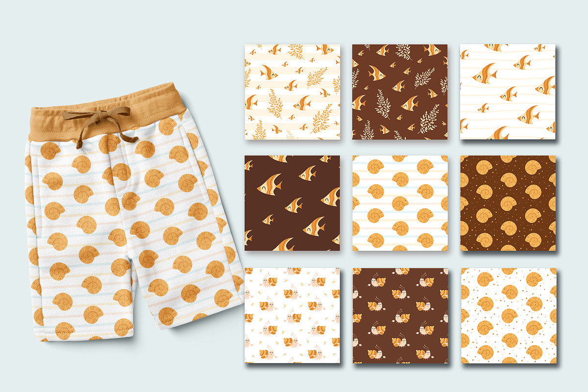 Ocean Seamless Patterns Pack, a Pattern Graphic by JulzaArt (Photo 8 of 11)