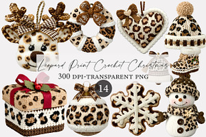 Leopard Print Crochet Christmas PNG, an Illustration by Designworld
