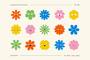 Expressive Flower Faces | Shapes Set, an Object Graphic by stasylionet (Thumbnail 3 of 12)