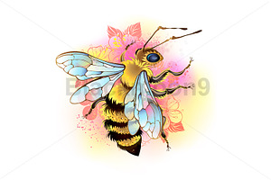 Fluffy bee, an Animal Illustration by blackmoon9