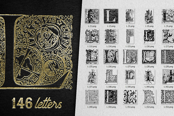 Vintage Letter L Vector And PNG preview 7