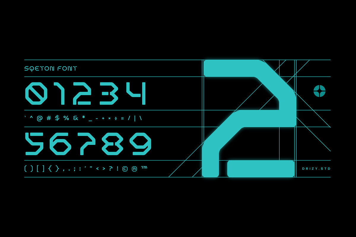 Sqeton - Mecha Stencil Display Font, a Sans Serif Font by Drizy (Photo 3 of 9)