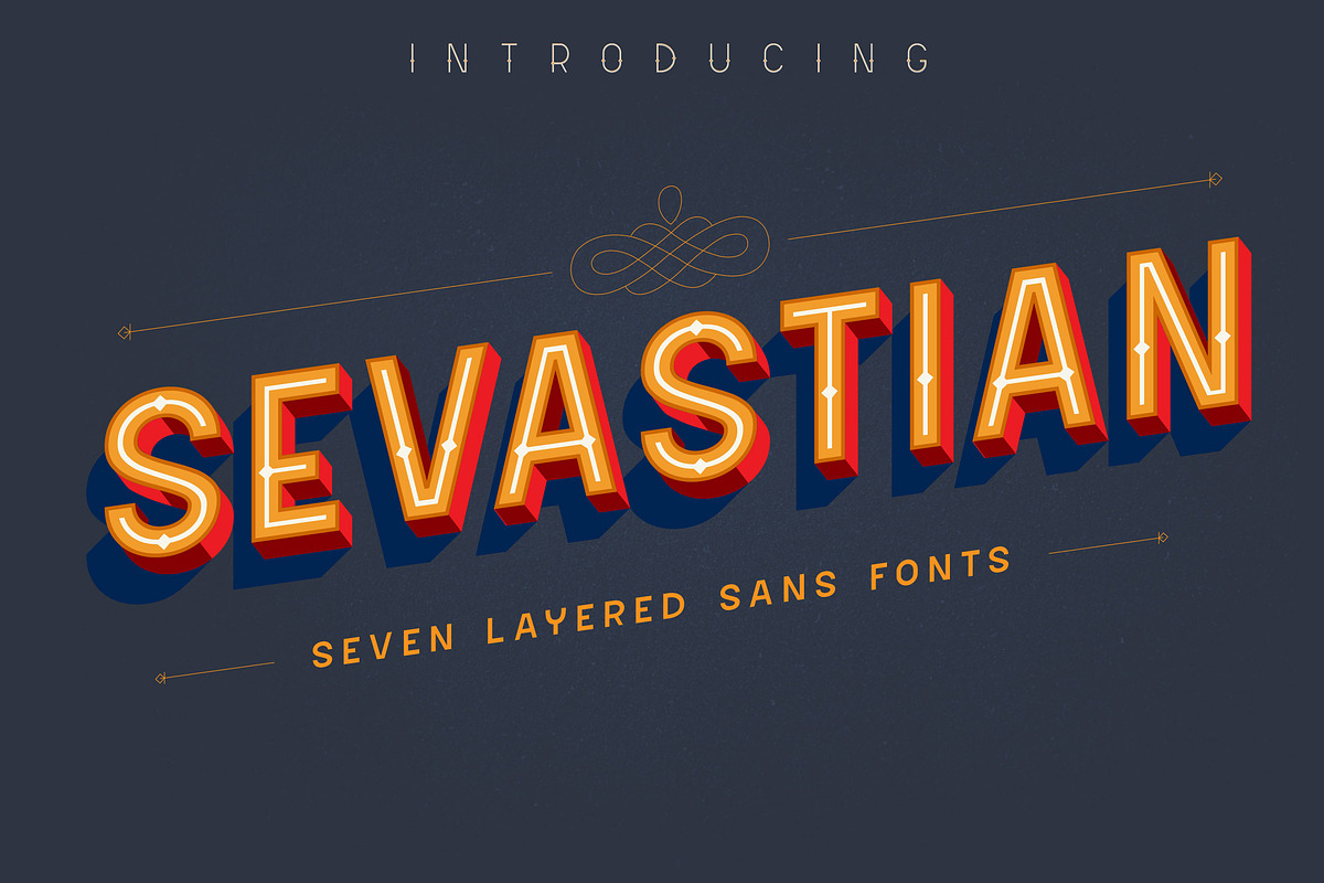 Sevastian Layered Typefaces, a Font by Adam Fathony (Photo 1 of 10)