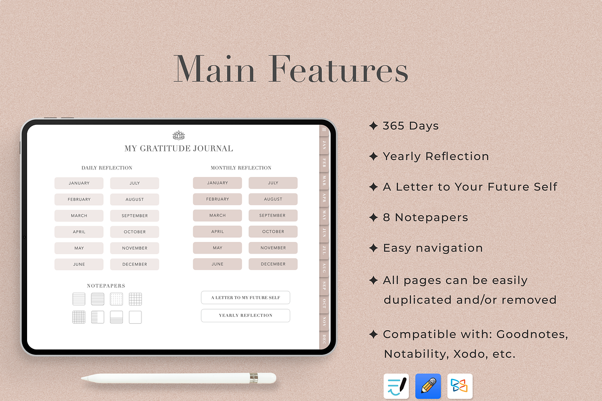 Digital Gratitude Journal, a Design Template by Makii Templates (Photo 2 of 9)