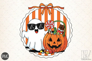 Halloween Ghost Treat Hand-Drawn Fra, an Illustration by Libby Wishes