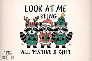 Funny Christmas Sarcastic Raccoon, an Illustration by Daily.Designs